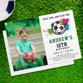 Moderne Kleurrijke Voetbal Verjaardagsfeestje Groe Kaart
