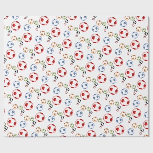 Moderne kleurrijke voetballen cadeaupapier (Vlak)