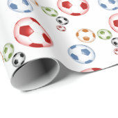 Moderne kleurrijke voetballen cadeaupapier (Rol Hoek)