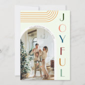 Moderne Kleurrijke Vrolijke Boog Familie Foto Kers Feestdagenkaart (Voorkant)