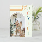 Moderne Kleurrijke Vrolijke Boog Familie Foto Kers Feestdagenkaart (Staand voorkant)