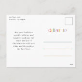 Moderne kleurrijke vrolijke en heldere typografie  feestdagenkaart (Achterkant)