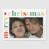 Moderne kleurrijke vrolijke kerst fotomagneet Kaar (Voorkant)
