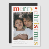 Moderne kleurrijke vrolijke kerst fotomagneet Kaar (Voorkant / Achterkant)