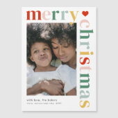 Moderne kleurrijke vrolijke kerst fotomagneet Kaar (Voorkant)