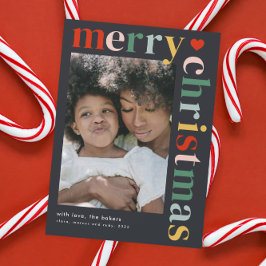 Moderne kleurrijke vrolijke kerst fotomagneet Kaar