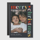 Moderne kleurrijke vrolijke kerst fotomagneet Kaar (Voorkant / Achterkant)