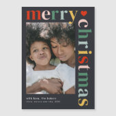 Moderne kleurrijke vrolijke kerst fotomagneet Kaar (Voorkant)