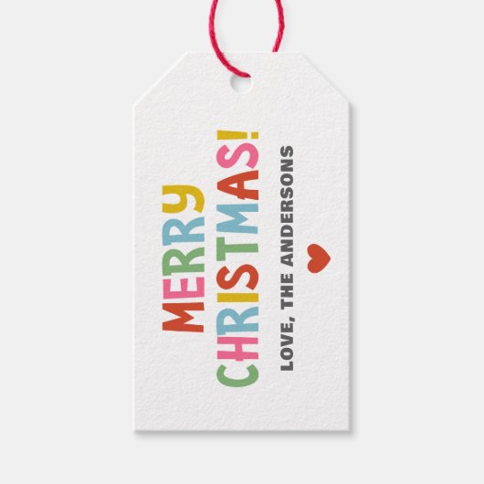 Moderne Kleurrijke Vrolijke Kerstmis Cadeaulabel (Voorkant)