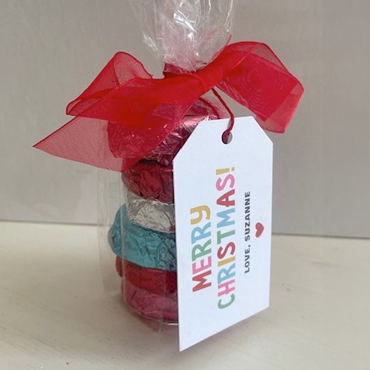 Moderne Kleurrijke Vrolijke Kerstmis Cadeaulabel