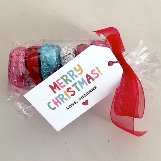 Moderne Kleurrijke Vrolijke Kerstmis Cadeaulabel