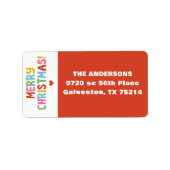 Moderne Kleurrijke Vrolijke Kerstmis Etiket (Voorkant)