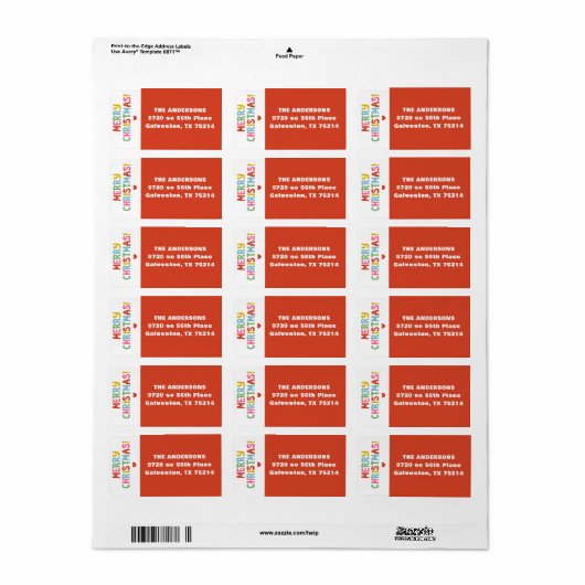 Moderne Kleurrijke Vrolijke Kerstmis Etiket (Full Sheet)