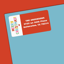 Moderne Kleurrijke Vrolijke Kerstmis Etiket