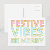 Moderne Kleurrijke Vrolijke Kerstmis Feestelijke V Briefkaart (Voorkant / Achterkant)