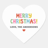 Moderne Kleurrijke Vrolijke Kerstmis Hart Sticker (Voorkant)