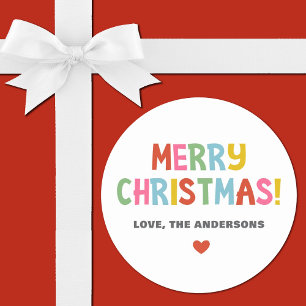 Moderne Kleurrijke Vrolijke Kerstmis Ronde Sticker