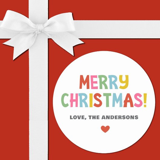 Moderne Kleurrijke Vrolijke Kerstmis Ronde Sticker