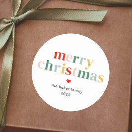 Moderne Kleurrijke Vrolijke Kerstmis Ronde Sticker