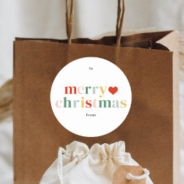 Moderne Kleurrijke Vrolijke Kerstmis Ronde Sticker