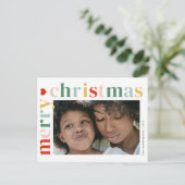 Moderne Kleurrijke Vrolijke Kerstmisfoto Feestdagenkaart (Staand voorkant)