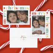 Moderne Kleurrijke Vrolijke Kerstmisfoto Feestdagenkaart