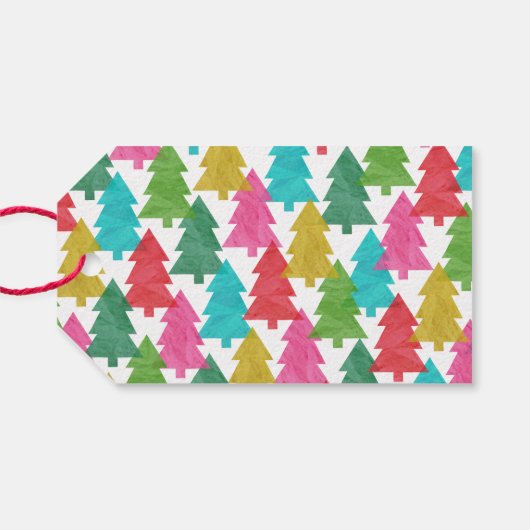 Moderne Kleurrijke Vrolijke Kerstmisnaam Cadeaulabel (Achterkant Horizontaal)