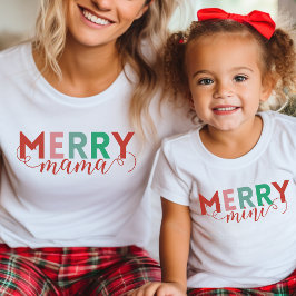 Moderne Kleurrijke Vrolijke Mama Feestelijke Famil T-shirt
