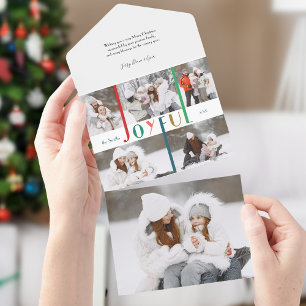 Moderne, kleurrijke, vrolijke Typografie 5-foto All In One Uitnodiging