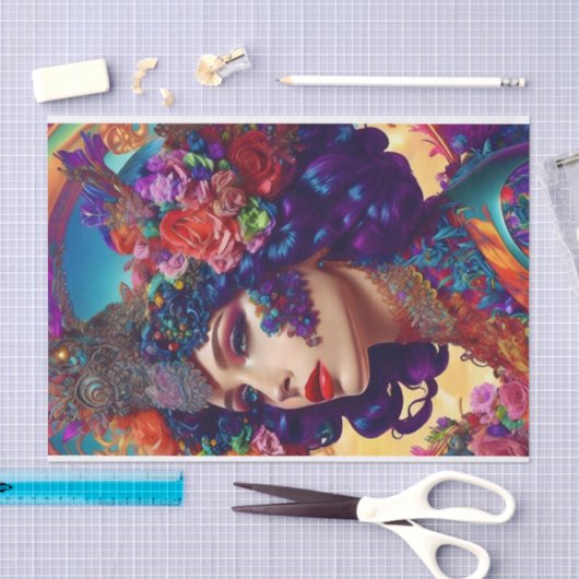 Moderne Kleurrijke Vrouw Decoupage Papier (Craft)