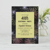 Moderne Kleurrijke Vuurwerk Gouden Zwarte Verjaard Kaart (Staand voorkant)