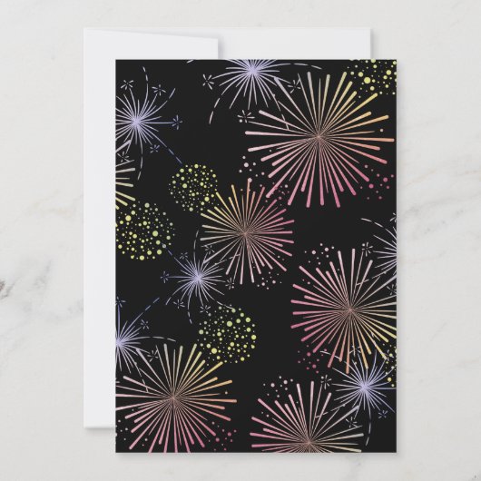 Moderne Kleurrijke Vuurwerk Gouden Zwarte Verjaard Kaart (Achterkant)