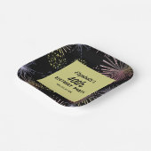 Moderne Kleurrijke Vuurwerk Gouden Zwarte Verjaard Papieren Bordje (Gebogen)