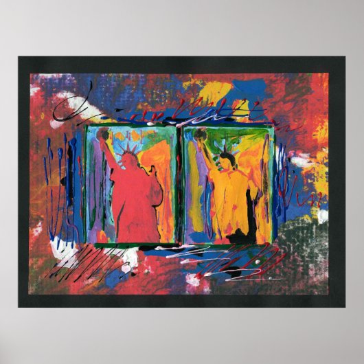 Moderne, kleurrijke waterverf 2 Vrijheidsbeeld Poster (Voorkant)