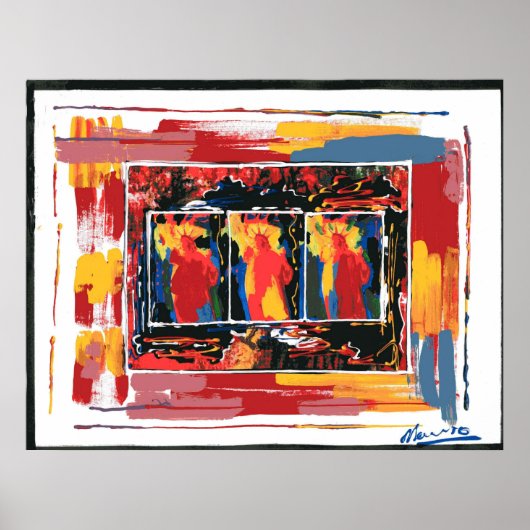 Moderne kleurrijke waterverf 9-11 Vrijheidsbeeld Poster (Voorkant)