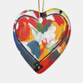 Moderne kleurrijke waterverf Abstract hart Keramisch Ornament (Links)