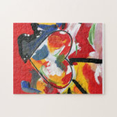 Moderne kleurrijke Waterverf Abstract hart Legpuzzel (Horizontaal)