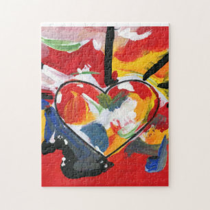 Moderne kleurrijke Waterverf Abstract hart Legpuzzel