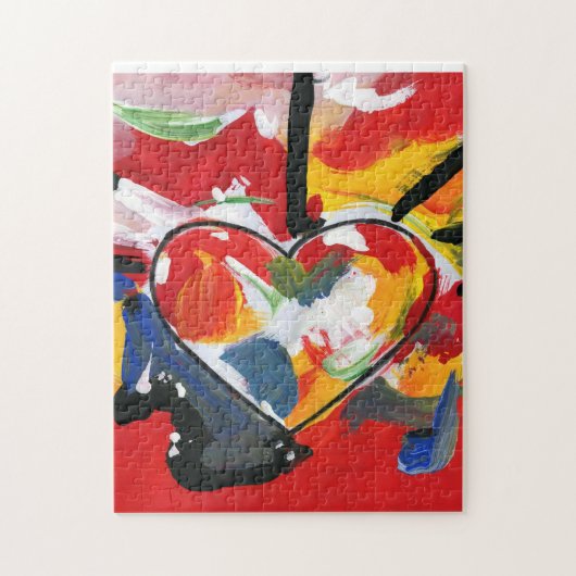 Moderne kleurrijke Waterverf Abstract hart Legpuzzel (Verticaal)
