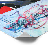 Moderne kleurrijke Waterverf Abstract hart Poster (Hoek)