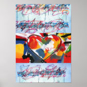 Moderne kleurrijke Waterverf Abstract hart Poster (Voorkant)