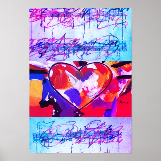 Moderne kleurrijke Waterverf Abstract Poster hart (Voorkant)