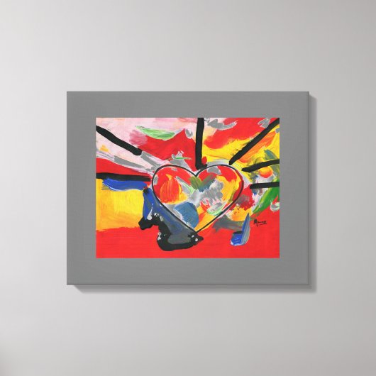 Moderne, kleurrijke Waterverf abstracte hartcollag Canvas Afdruk (Voorkant)