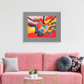 Moderne, kleurrijke Waterverf abstracte hartcollag Canvas Afdruk (Insitu (Woonkamer))