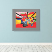 Moderne, kleurrijke Waterverf abstracte hartcollag Canvas Afdruk (Insitu (Houten vloer))