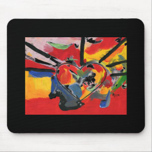 Moderne, kleurrijke waterverf abstracte hartmousep muismat