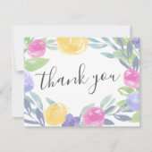 Moderne kleurrijke Waterverf Bloemen Dank u Bedankkaart (Voorkant)