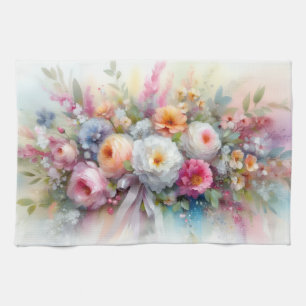 Moderne Kleurrijke Waterverf Bloemen Trendy Stijlv Theedoek