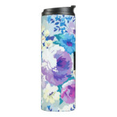 Moderne kleurrijke Waterverf bloemenpatroon Thermosbeker (Gedraaid links)