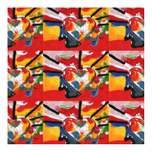 Moderne kleurrijke waterverf collage harten poster